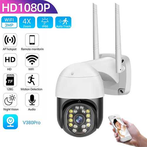 3MP PTZ WIFI Outdoor CCTV Camera V380 Pro