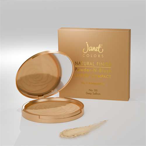 Natural Finish Powder N Blush Luxury Compact - Deep Saffron Glow (16g)