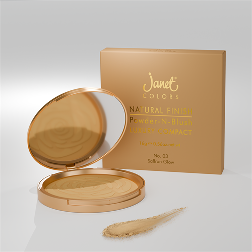 Natural Finish Powder N Blush Luxury Compact - Saffron Glow (16g)