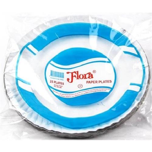 Flora 9 Inch Disposable Paper Plates 25 pack