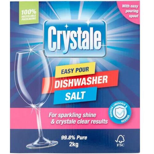 Crystale Dishwasher Salt Easy Pour Spout Sparkling Shine & Clear 2Kg Pack