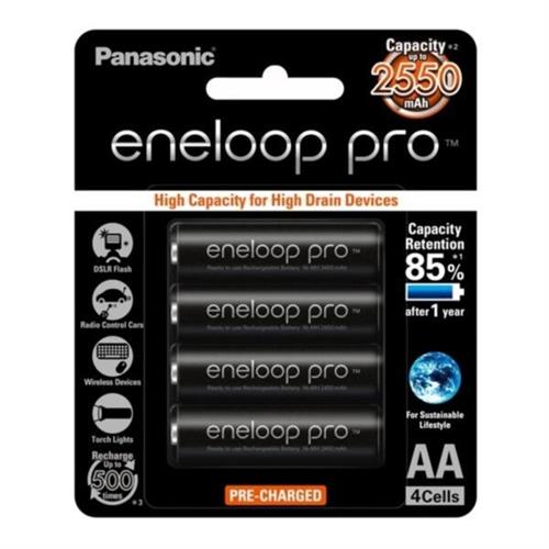 Panasonic Eneloop Pro AA Rechargeable Battery 4 PCS (2550 mAh) BK-3HCCE/4BT