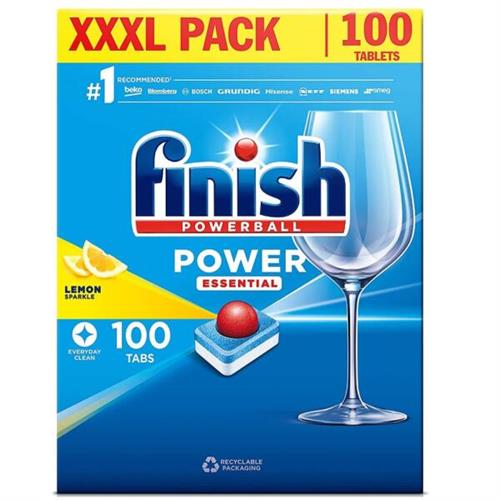 Finish Powerball All in 1 Deep Clean Essential Dishwasher Tablets Lemon Sparkle XXXL Pack (100 Tablets)