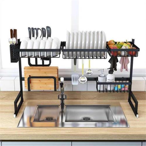 Dish Drying Rack, 2 Cutlery Holders Drainer Shelf for Kitchen Supplies Storage