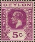 Ceylon 1911- 1925 King George V Five Cents 1 November Lilac