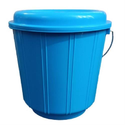 Daxer 9L Round Plastic Bucket Strong Drum With Handle & Lid Blue DBS09