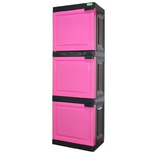 Daxer 3 Drawer Plastic Cupboard Pink DMC 003C