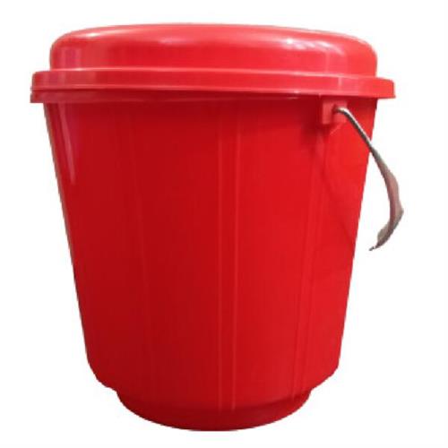 Daxer 9L Round Plastic Bucket Strong Drum With Handle & Lid Red DBS09