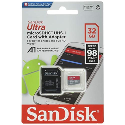 SanDisk Ultra 32Gb Micro SDXC UHS-I Memory Card 98MB/s Class 10 With Adapter