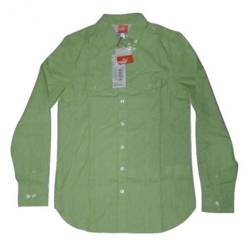 Puma Mens Long Sleeve Green Striped Woven Shirt