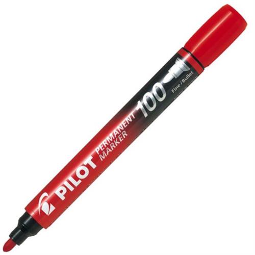 Pilot Permanent Marker 100 Marker Pen Red Fine Bullet Tip SCA-100