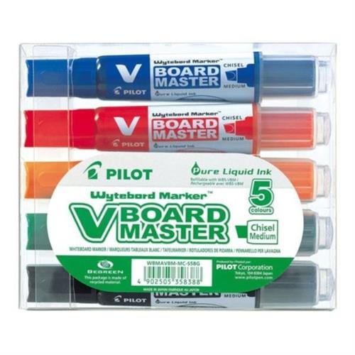 Pilot V Board Master Dry Wipe Medium Whiteboard Pen Chisel Tip WBMAVBM-MC-S5BG