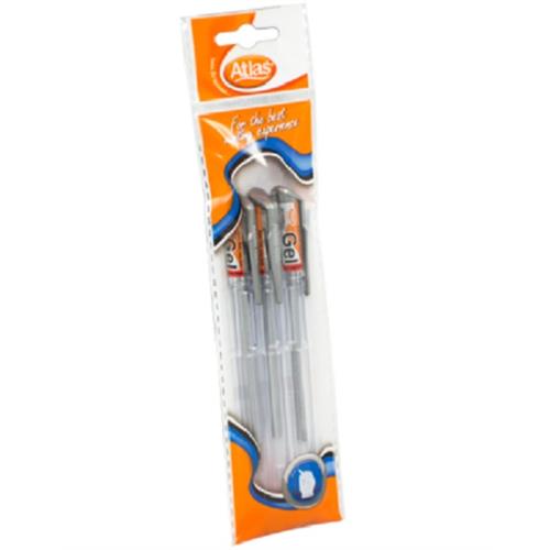 Atlas Chooty Gel 3 Pen Pack Silver