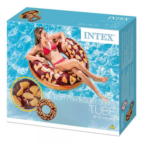 Intex Inflatable Swim Donut Ring Tube Float Nutty Chocolate 56262