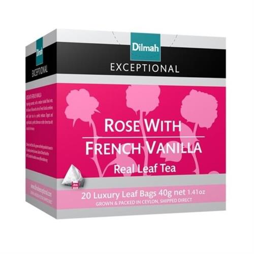 Dilmah Exceptional Real Leaf Rose With French Vanilla Tea 20 Tea Bags