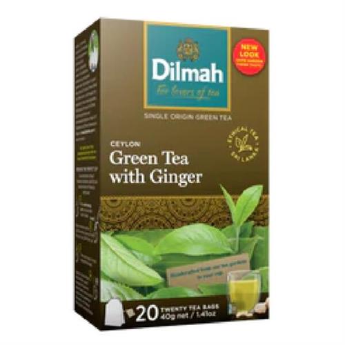 Dilmah Pure Ceylon Green Tea With Ginger 20 Tea Bags