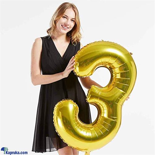 40 Inch Birthday Foil Balloon Number 3, Helium Balloon, Party Decoration (gold)