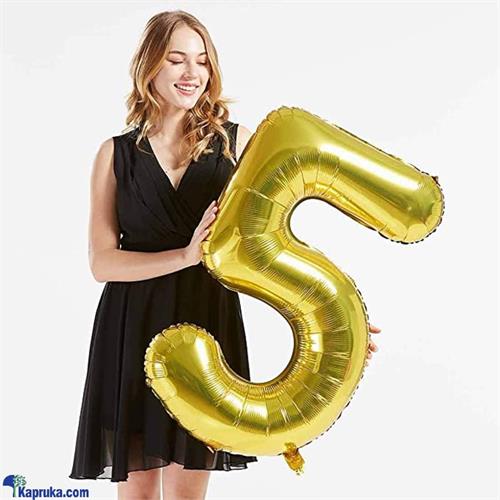 40 Inch Birthday Foil Balloon Number 5, Helium Balloon, Party Decoration (gold)