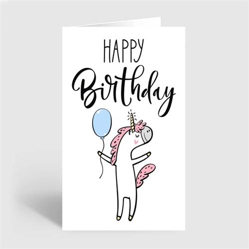 Unicorn And Balloon Happy Birthday Greeting Card