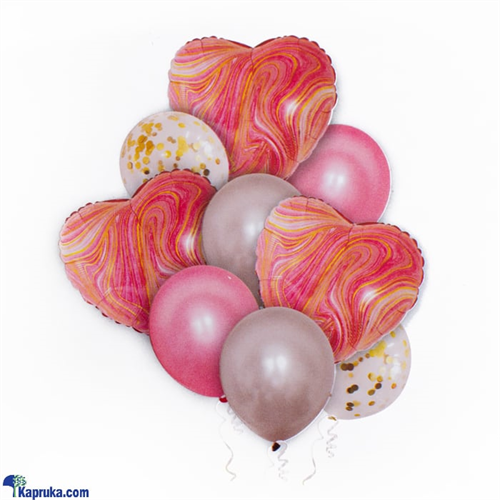 White And Pink Harts Balloons For Party, Party Decoration Pack Of 9 Balloons