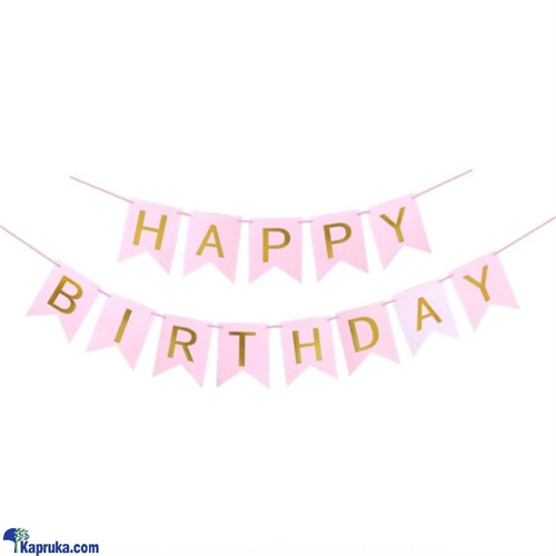 Pink Happy Birthday Banner With Shimmering Gold Letters, Happy Birthday Bunting Banner For Party Decorations, Swallowtail Flag Happy Birthday Sign