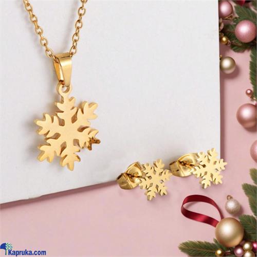 Stainless Steel Gold Plated Snowflake Jewellery Set