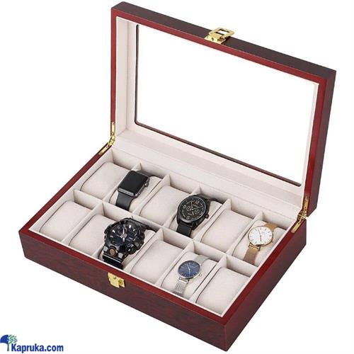 Red Wooden Watch Box Organiser 12 Slot