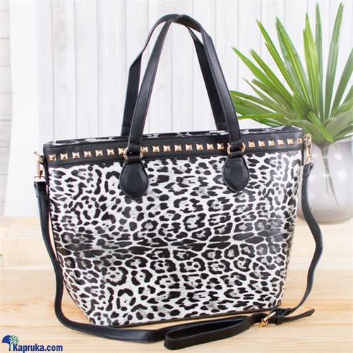 Ladies Leopard Skin Tote Bag- Black And White