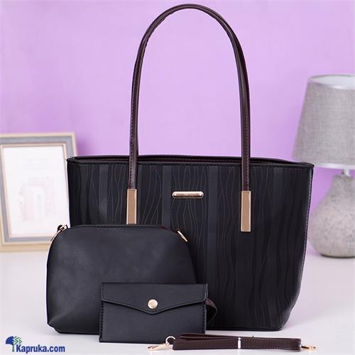 NEW LUXURY SHOULDER HANDBAG TOP HANDLE SATCHEL BAGS PURSE SET 3PCS- BLACK