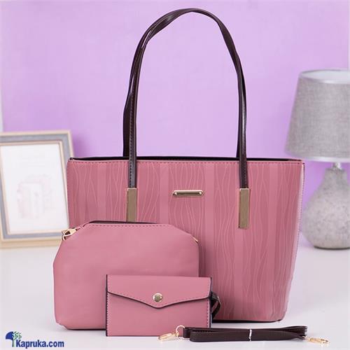 NEW LUXURY SHOULDER HANDBAG TOP HANDLE SATCHEL BAGS PURSE SET 3PCS- PINK