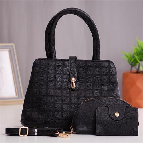 Satchel Trio Handbag 3PCS - Black