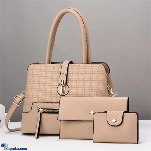 SHOULDER BAG TOP HANDLE SATCHEL HANDBAGS PURSE SET 3PCS- BEIGE