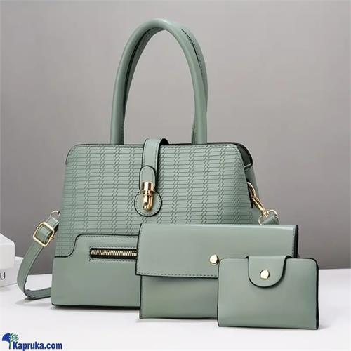 SHOULDER BAG TOP HANDLE SATCHEL HANDBAGS PURSE SET 3PCS- OLIVE GREEN