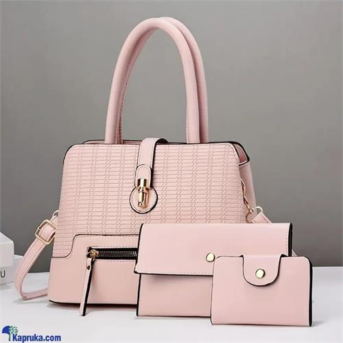 SHOULDER BAG TOP HANDLE SATCHEL HANDBAGS PURSE SET 3PCS- PINK