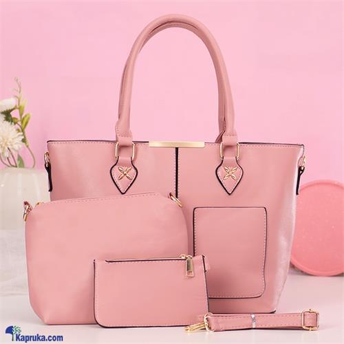 PREMIUM SERIES SHOULDER HANDBAG TOP HANDLE SATCHEL BAGS PURSE SET 3PCS - PINK