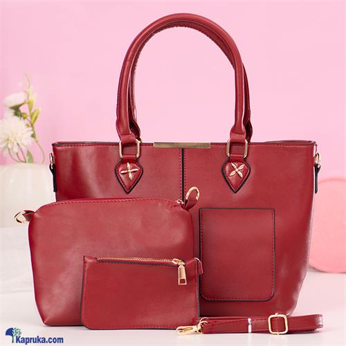 PREMIUM SERIES SHOULDER HANDBAG TOP HANDLE SATCHEL BAGS PURSE SET 3PCS - RED