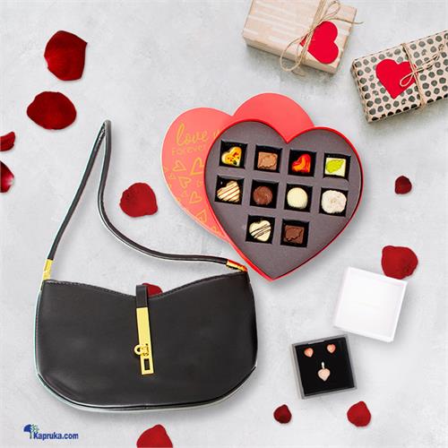 Falling In Love Handbag With Chocolate And Stone N String Jewelry Combo Offer