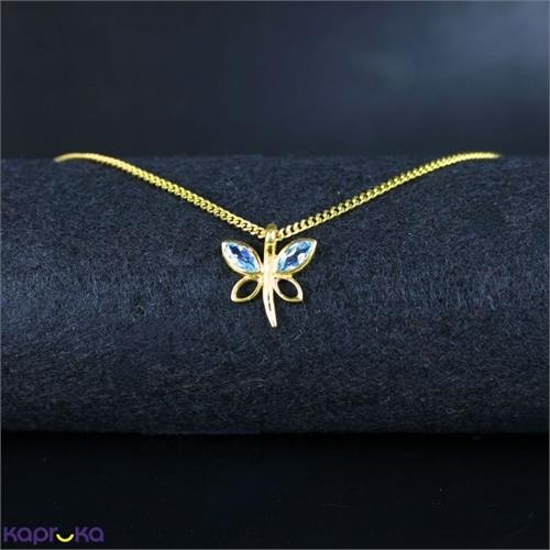 TASH GEM AND JEWELLERY Blue Topaz Butterfly Necklace In Pure Silver With 22k Gold Plating TS- KA91