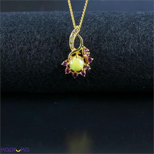 TASH GEM AND JEWELLERY Opal And Pink Tourmaline Necklace In 22k Gold Plating TS- KA94