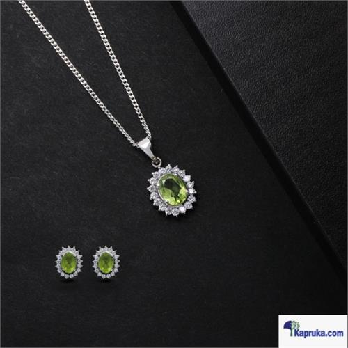 TASH GEM AND JEWELLERY OVAL CLUSTER PERIDOT SILVER NECKLACE TS- KA21