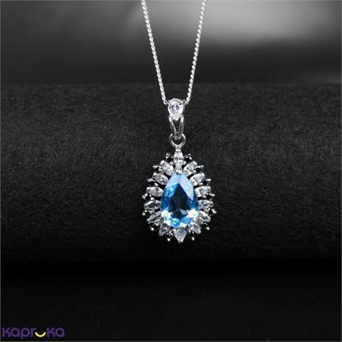 TASH GEM AND JEWELLERY Pear Blue Topaz Cluster Necklace TS- KA76