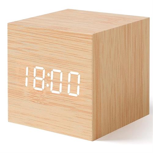 LED Wood Clock Digital Temperature Humidity Electronic Alarm Clock