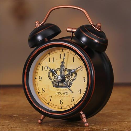 Crown Alarm Clock- Children Retro Metal Alarm Lock- Creative Mute Alarm Clock