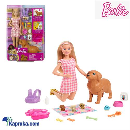 Barbie Doll Newborn Pups Playset With Blonde Doll, Mommy Dog And 3 Puppies, Kids Toys - Barbie Doll- HCK75