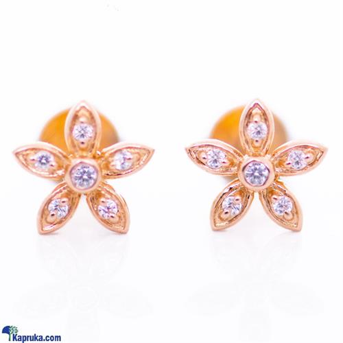 Mallika Hemachandra 18kt Red Gold Ear Stud Set With Cubic Zirconia (E1081- 1)