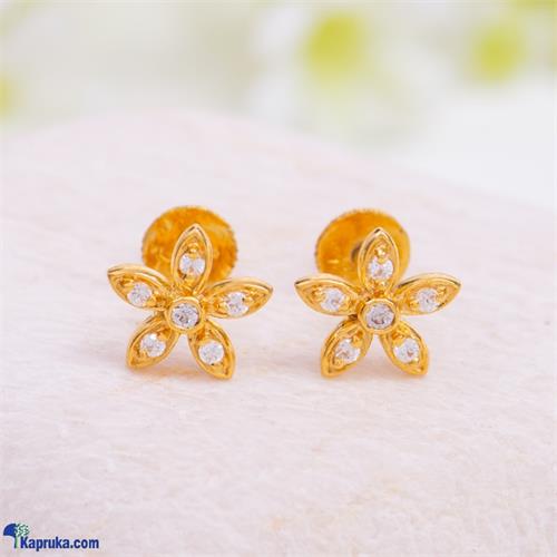 Mallika hemachandra 22kt gold ear stud set with cubic zirconia.(e1081/2)