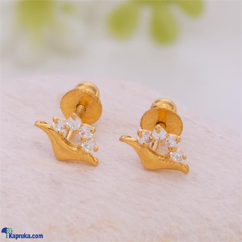 Mallika hemachandra 22kt gold ear stud set with cubic zirconia.(e1137/1)