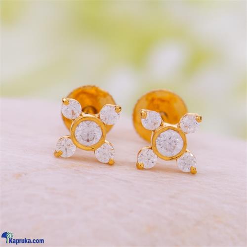 Mallika hemachandra 22kt gold ear stud set with cubic zirconia.(e1140/1)