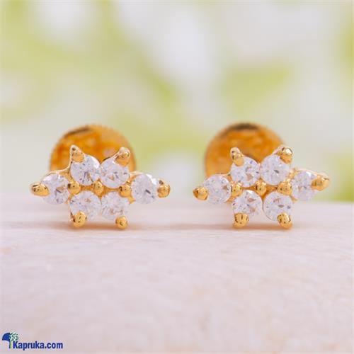 Mallika hemachandra 22kt gold ear stud set with cubic zirconia.(e203/1)