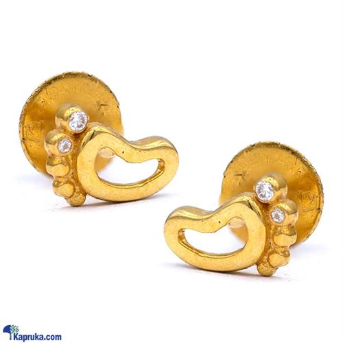 RAJA JEWELLERS 22K GOLD EAR STUD SET WITH 0.027CT ROUND H3- D- 3044A